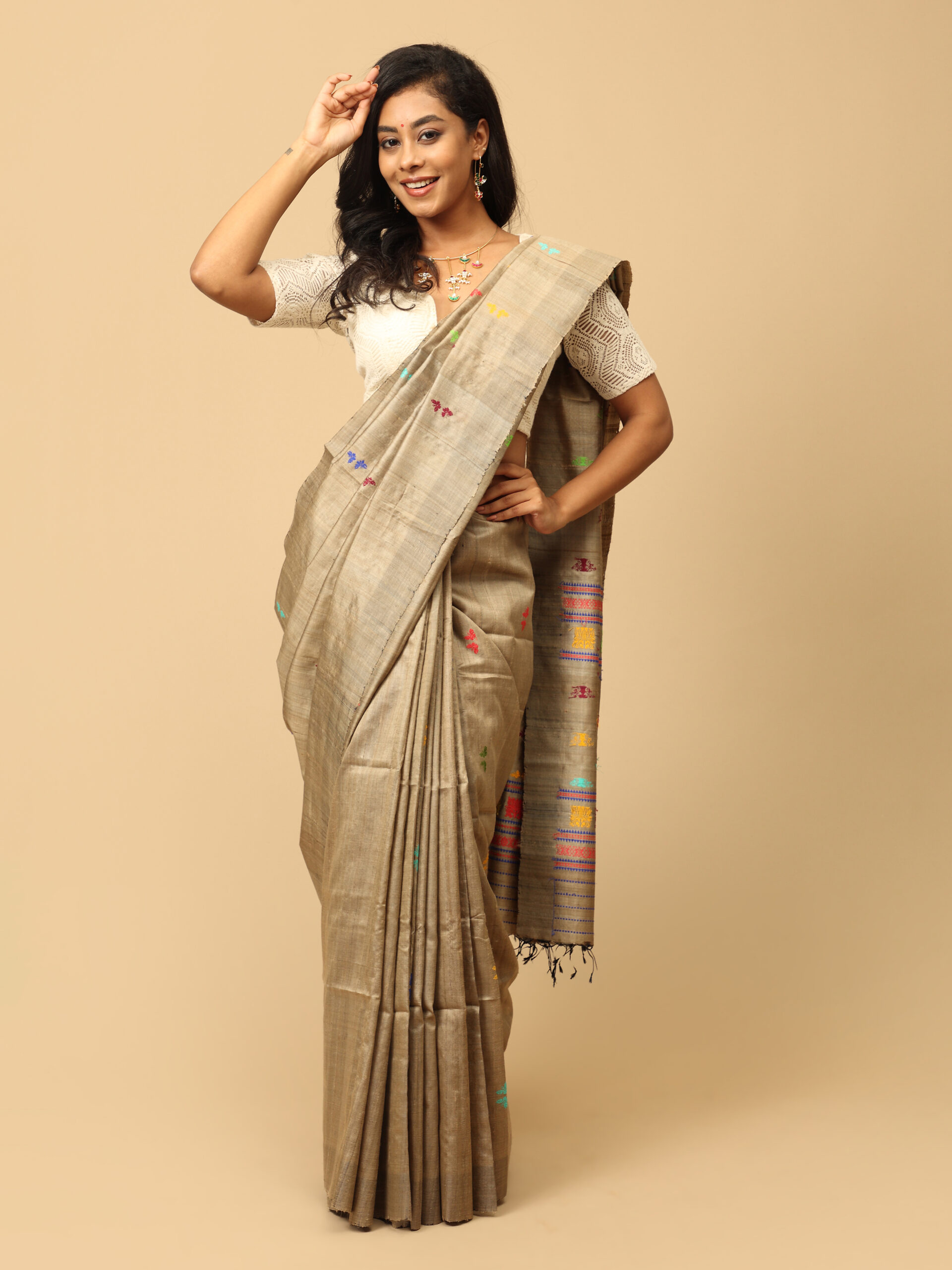 Butterfly motifs Fine Tussar