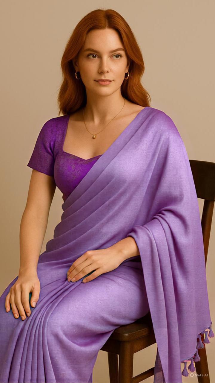 Mudleaf Mul cotton purple saree - Image 3